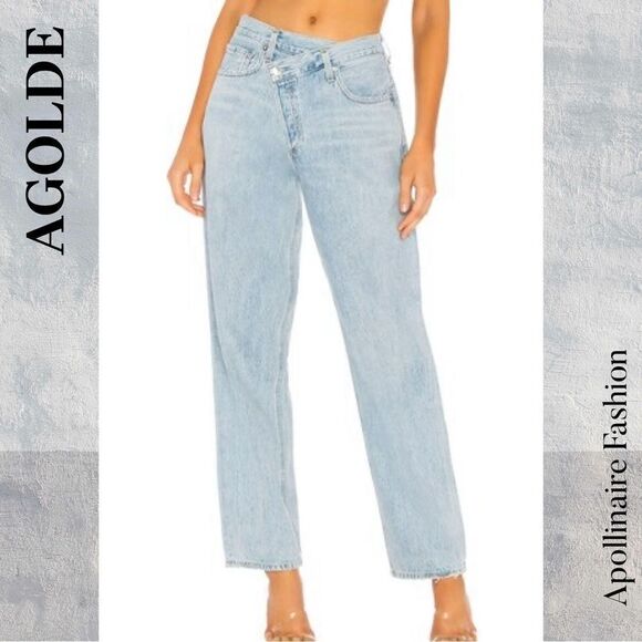 AGOLDE CRISS CROSS UPSIZED DENIM JEANS IN SUBURBIA BLUE NWT - Picture 3 of 8